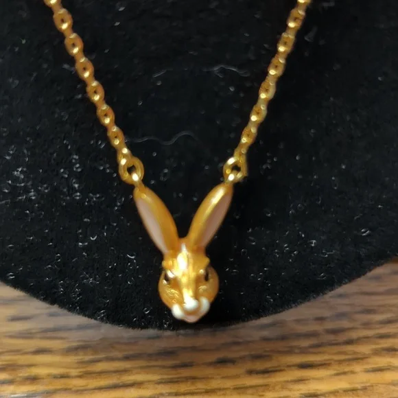 NWOR (#332) Kate Spade Desert Muse Bunny Rabbit Necklace and Stud Earrings Set - Picture 3 of 6